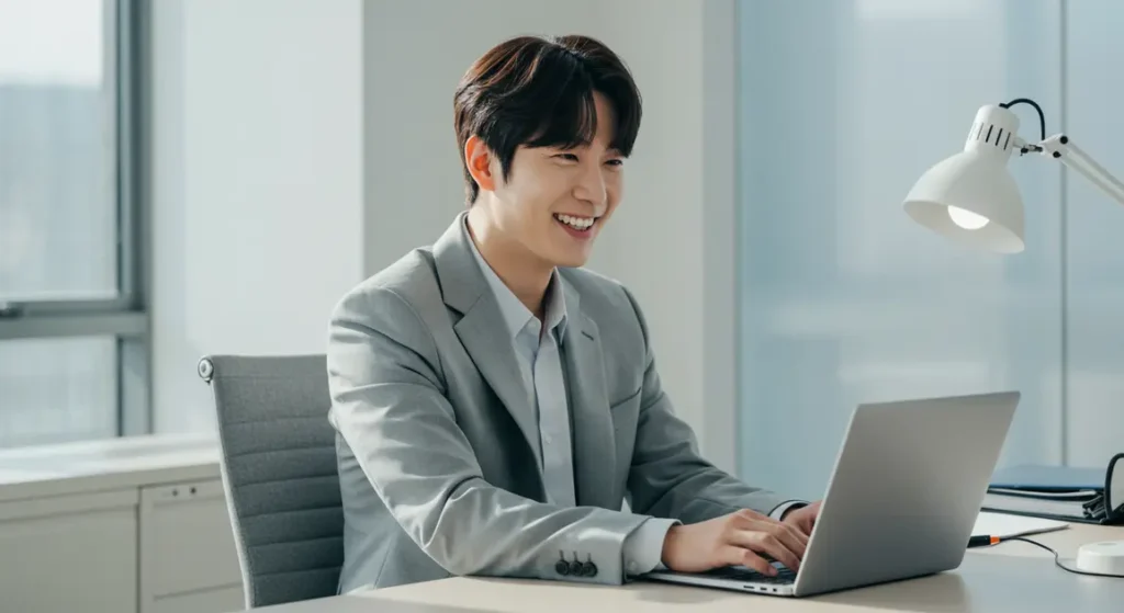 사무실에서 일하는 남성 모습
